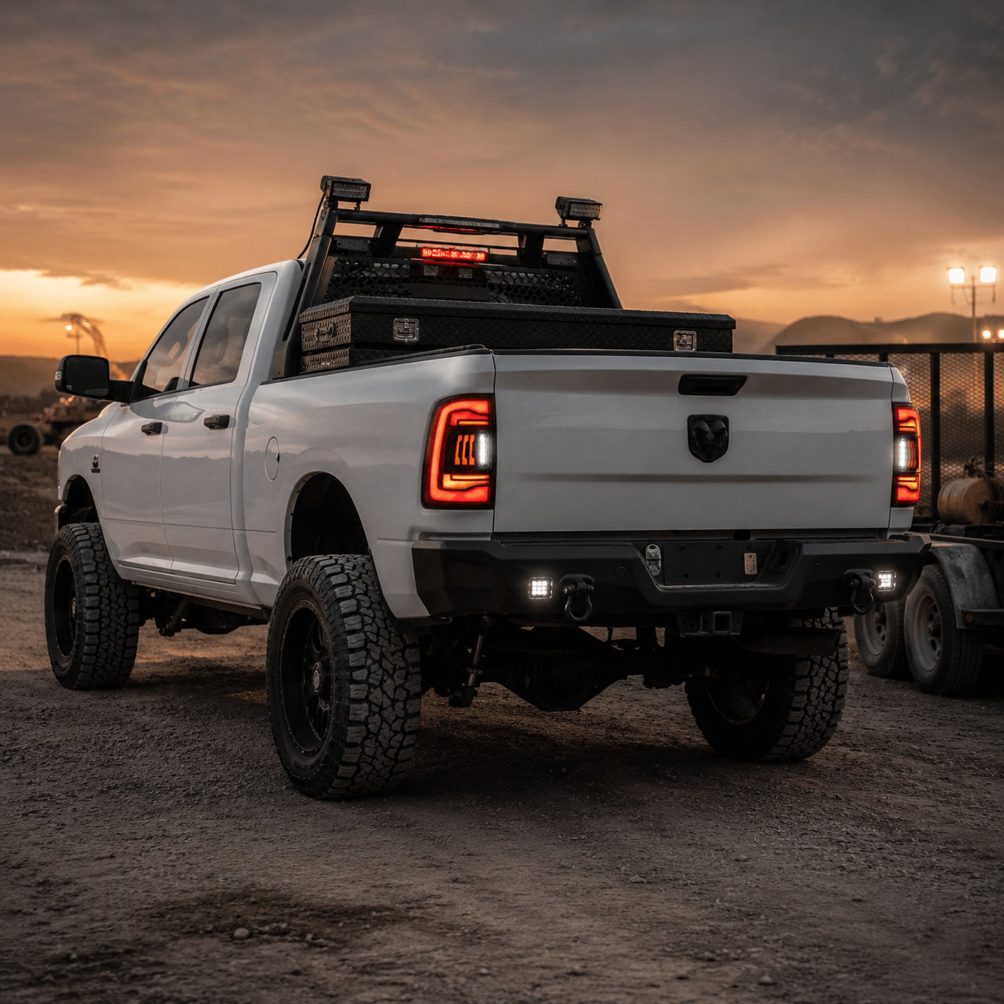 2009-2018 Dodge Ram 1500/2500/3500 Sequential LED Tail Lights — clear scene06 - T-RAM09-CW