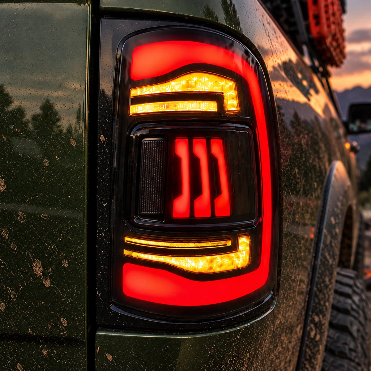 2009-2018 Dodge Ram 1500/2500/3500 Sequential LED Tail Lights — clear lens white bar close-up 3 — T-RAM09-CW