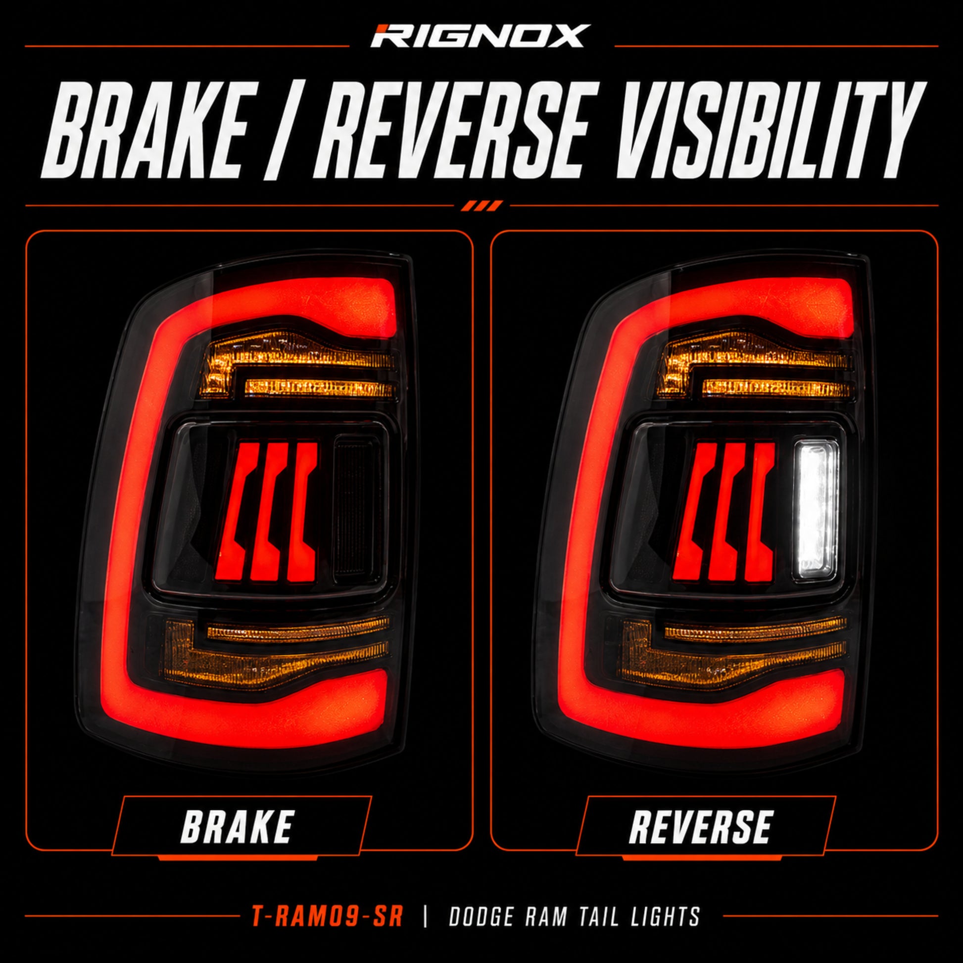 2009-2018 Dodge Ram 1500/2500/3500 Sequential LED Tail Lights — smoked sequential brake reverse visibility - T-RAM09-SR