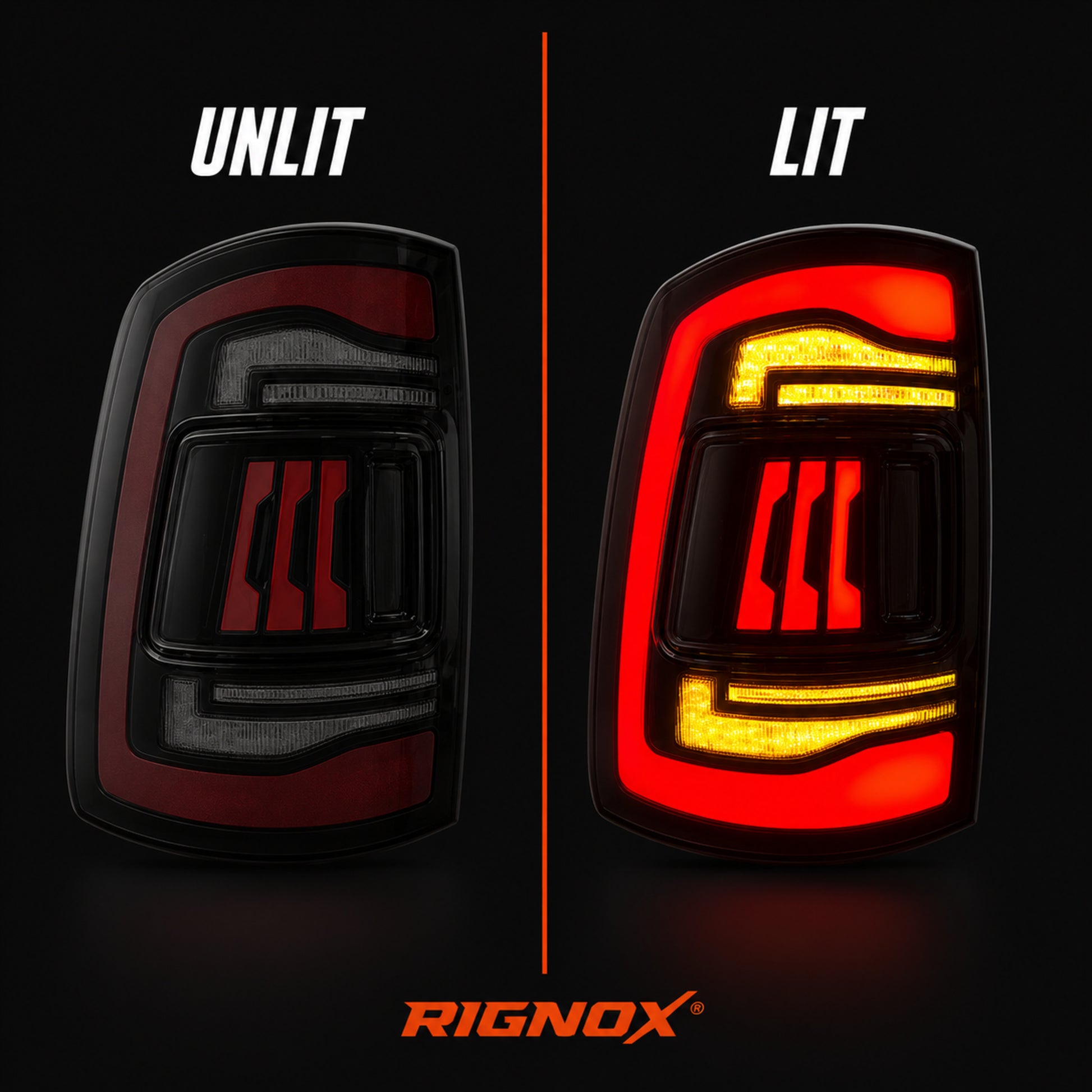 2009-2018 Dodge Ram 1500/2500/3500 Sequential LED Tail Lights — smoked sequential lit unlit - T-RAM09-SR