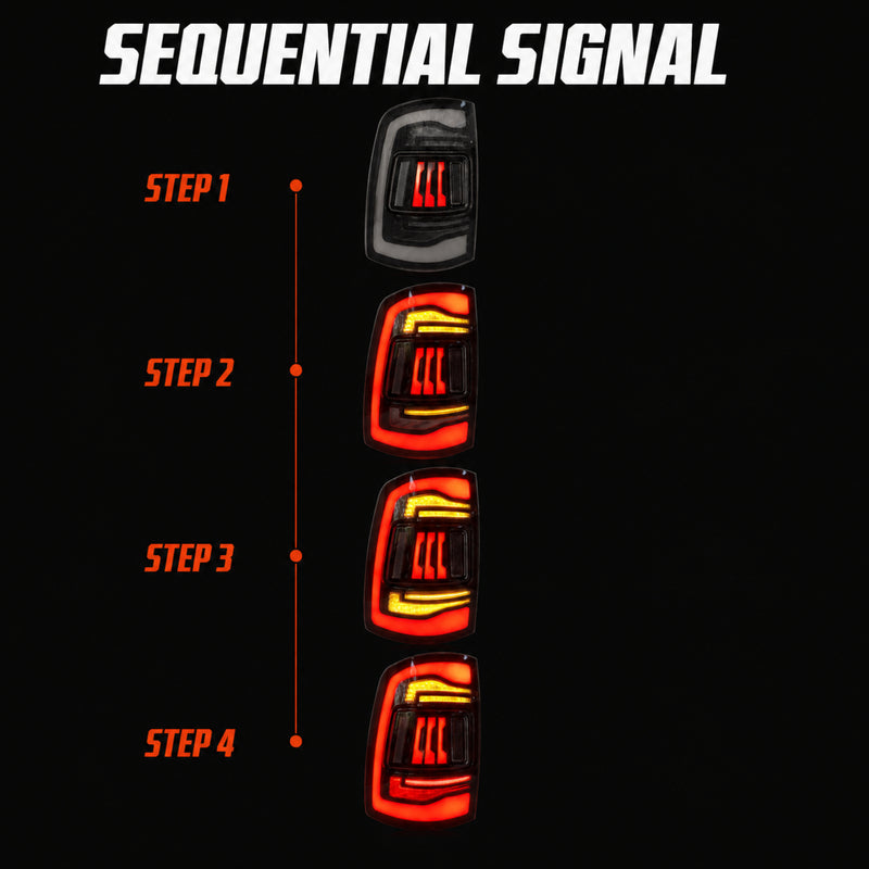 2009-2018 Dodge Ram 1500/2500/3500 Sequential LED Tail Lights — smoked sequential sequential signal - T-RAM09-SR