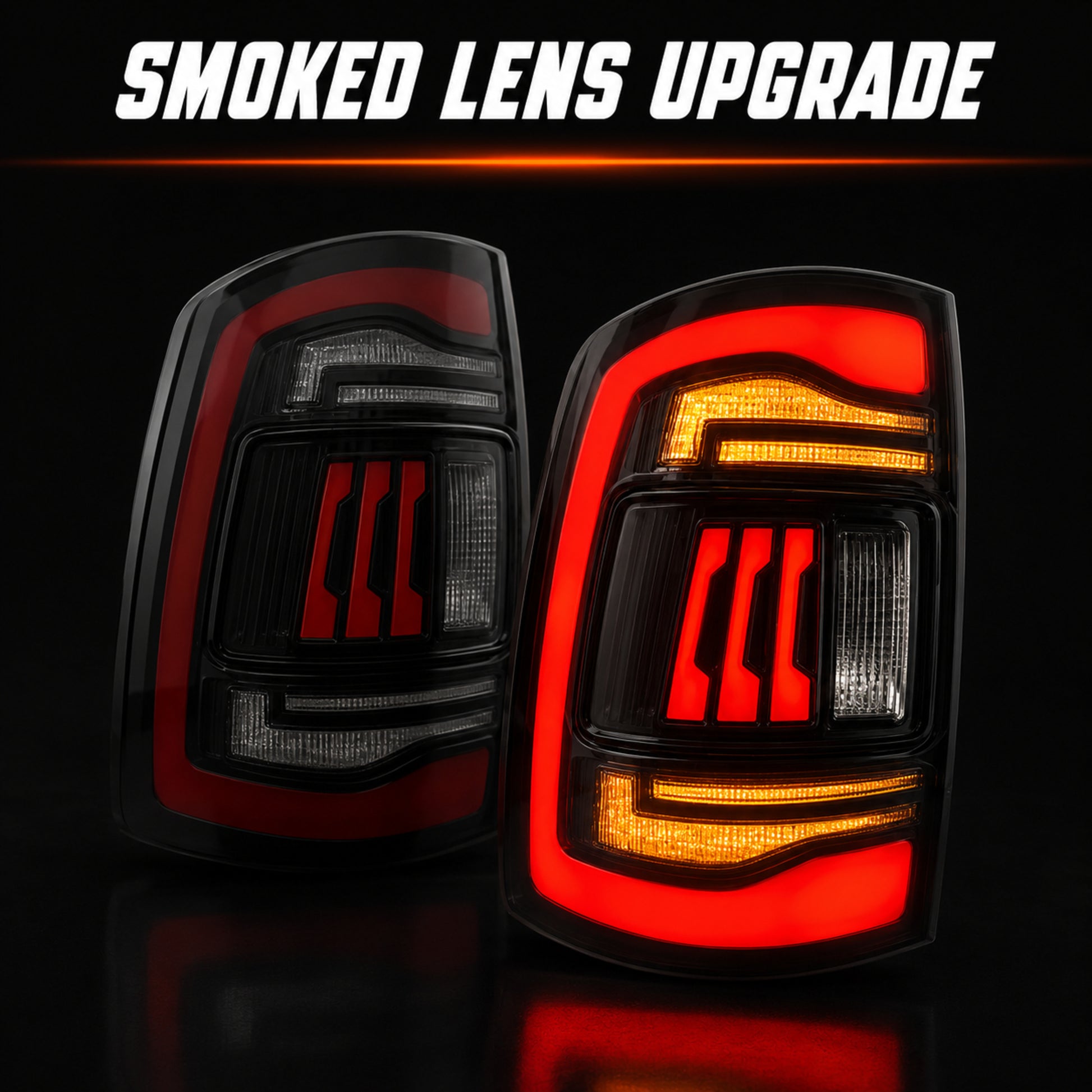 2009-2018 Dodge Ram 1500/2500/3500 Sequential LED Tail Lights — smoked sequential smoked lens upgrade - T-RAM09-SR