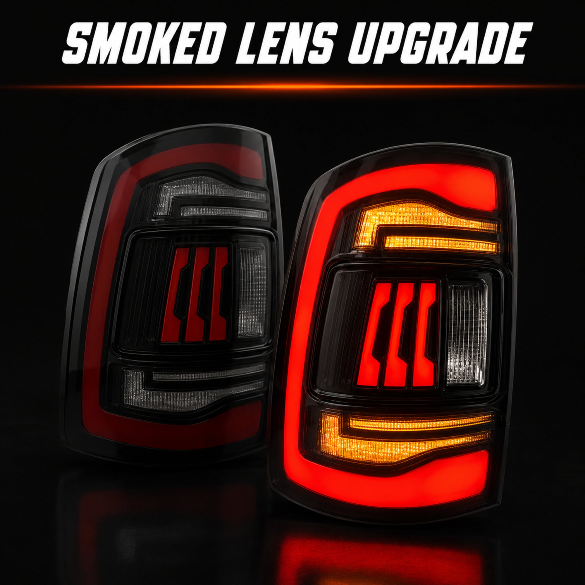 2009-2018 Dodge Ram 1500/2500/3500 Sequential LED Tail Lights — smoked sequential smoked lens upgrade - T-RAM09-SR