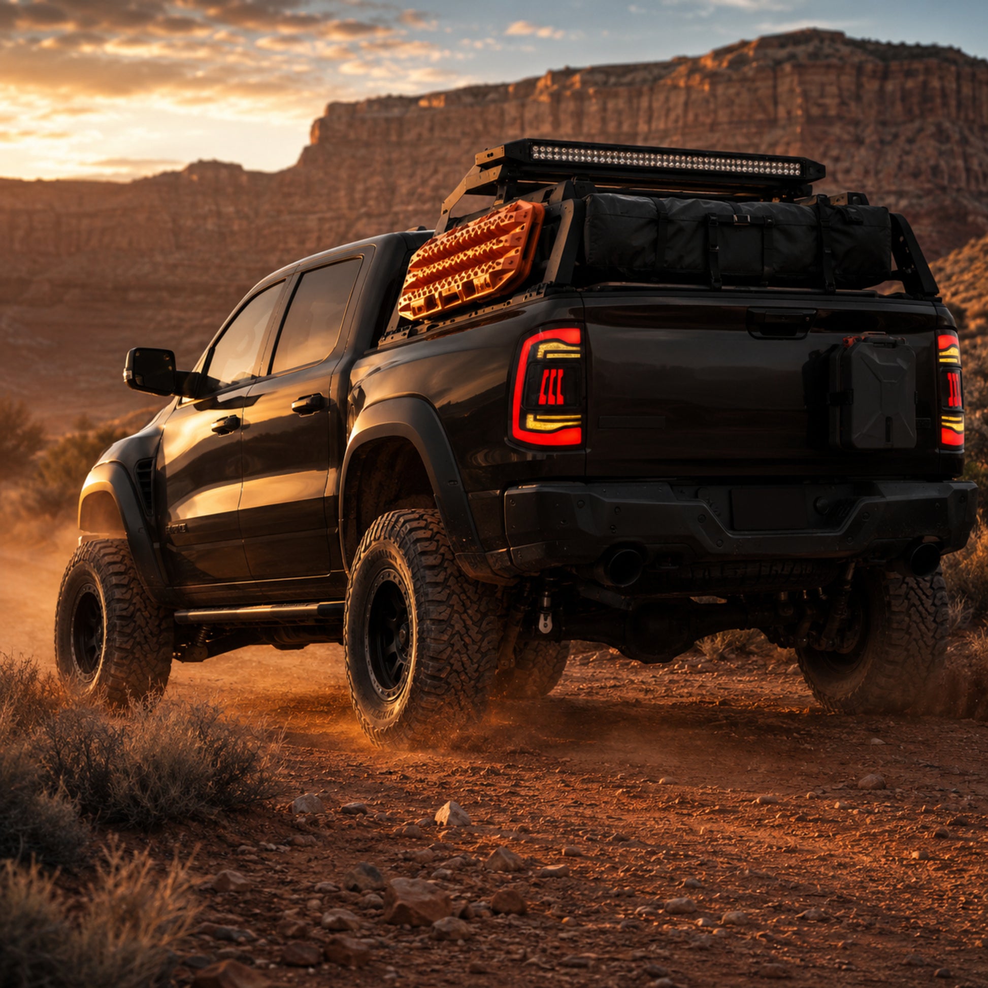 2009-2018 Dodge Ram 1500/2500/3500 Sequential LED Tail Lights — smoked sequential trail dust - T-RAM09-SR