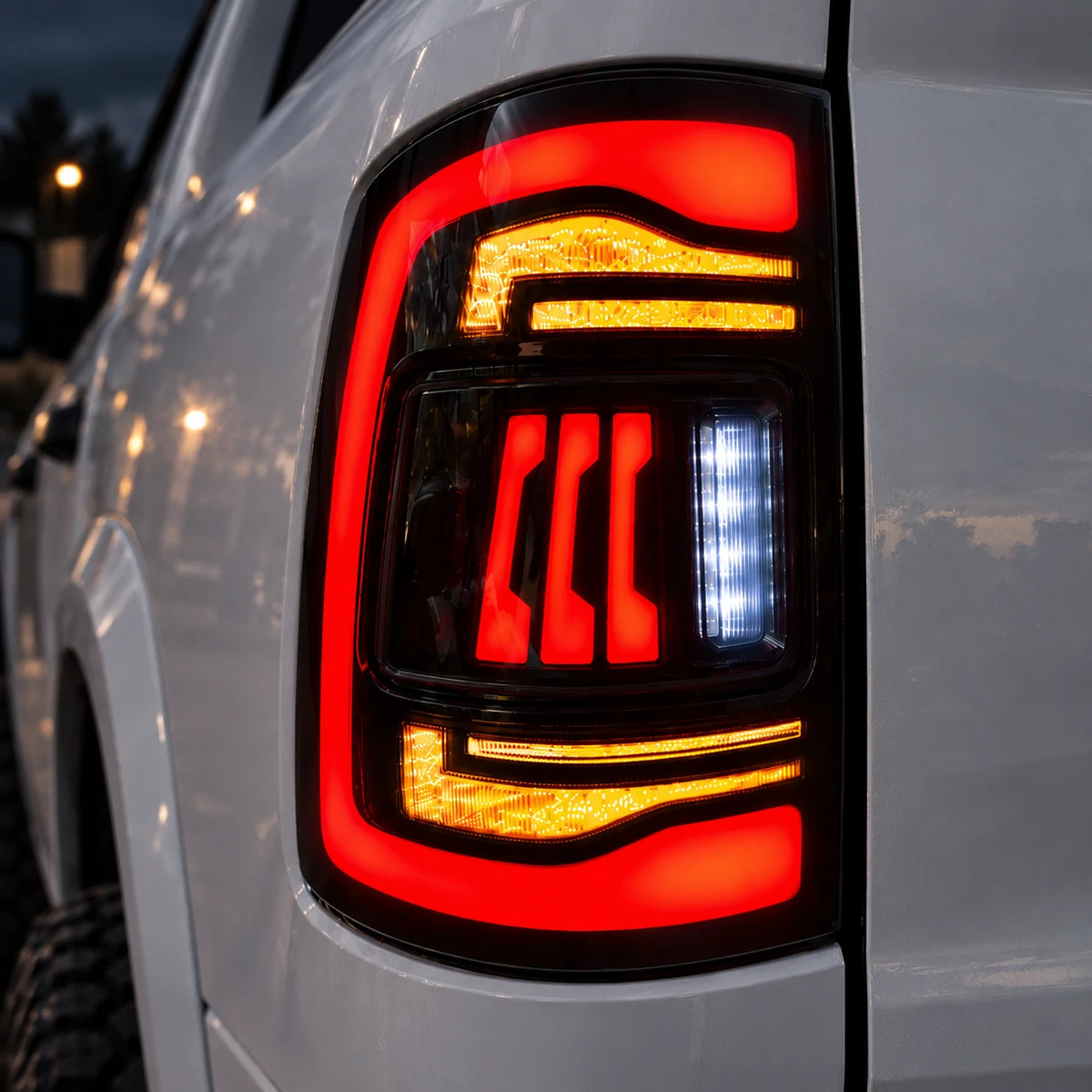 2009-2018 Dodge Ram 1500/2500/3500 Sequential LED Tail Lights — close-up detail look — T-RAM09-CR