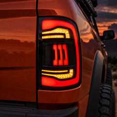 2009-2018 Dodge Ram 1500/2500/3500 Sequential LED Tail Lights — lights on close-up— T-RAM09-SR