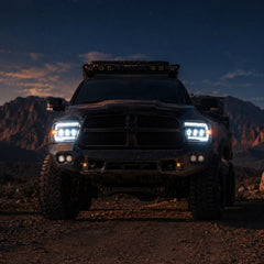 2009-2018 Dodge Ram 1500/2500/3500 LED Triple Projector Headlights — smoked night front signature — H-RAM09