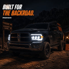 2009-2018 Dodge Ram 1500/2500/3500 LED Triple Projector Headlights — smoked night utility — H-RAM09