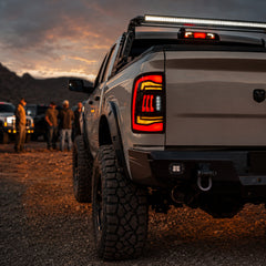 2009-2018 Dodge Ram 1500/2500/3500 Sequential LED Tail Lights — smoked sequential truck meet scene - T-RAM09-CR