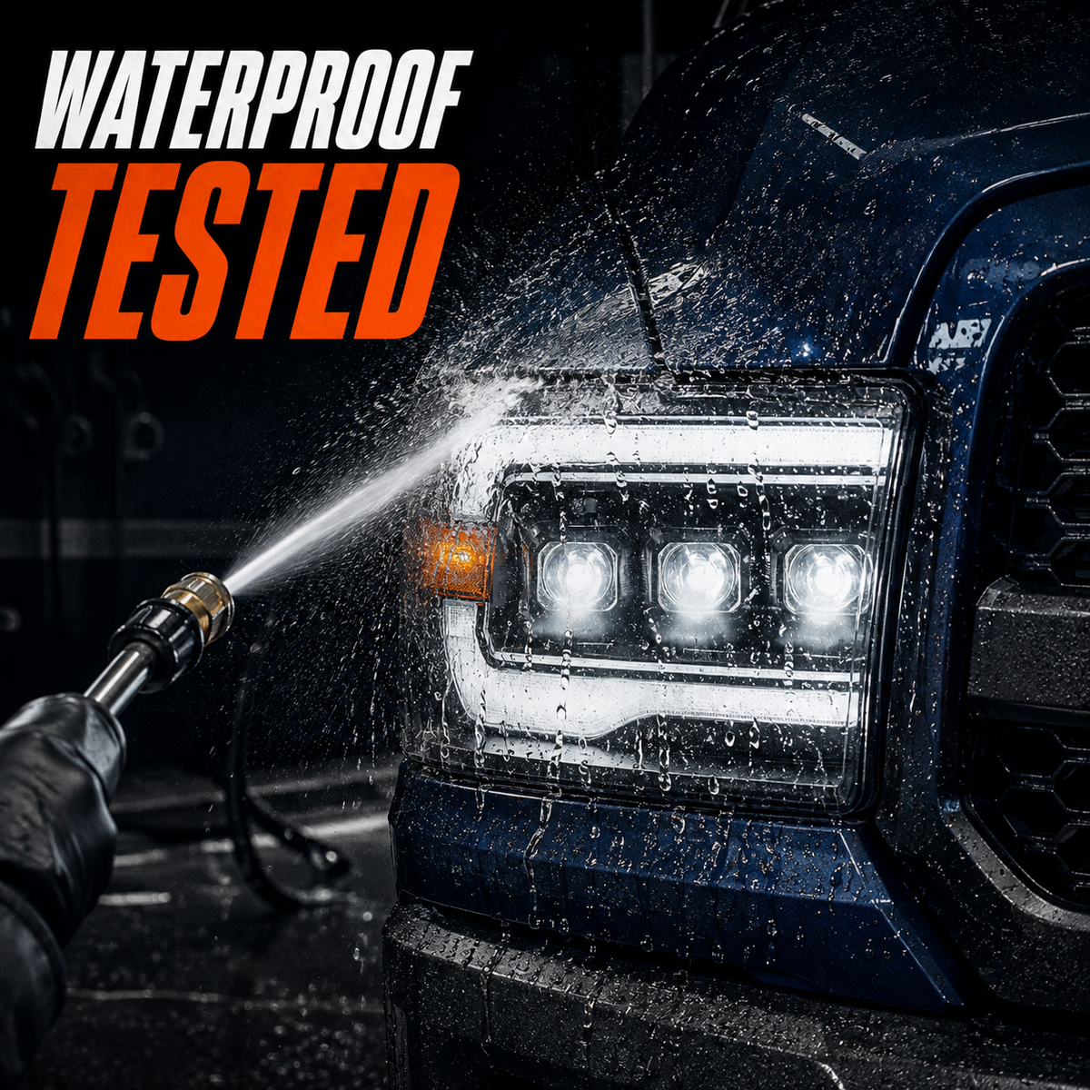 2009-2018 Ram 1500/2500/3500 and 2019-2024 Ram 1500 Classic LED Triple Projector Headlights — waterproof tested sealed housing — H-RAM09