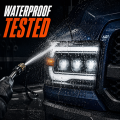 2009-2018 Ram 1500/2500/3500 and 2019-2024 Ram 1500 Classic LED Triple Projector Headlights — waterproof tested sealed housing — H-RAM09