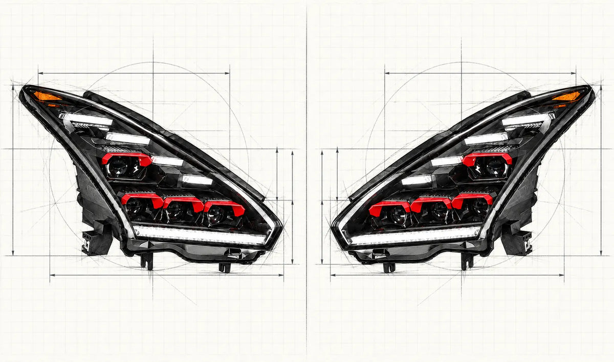 2009-2024 Nissan GT-R R35 LED Quad Projector Headlights Assembly — Pair