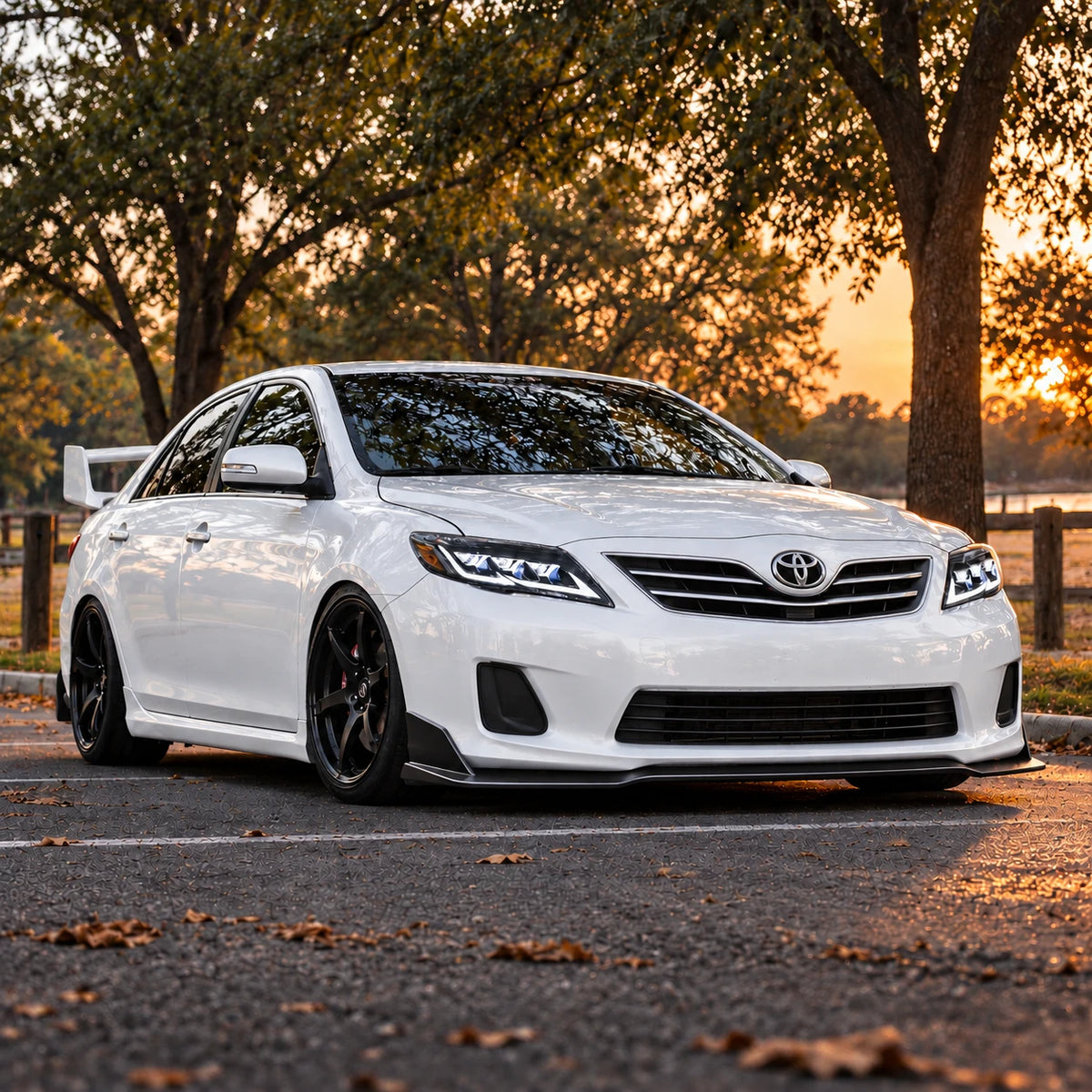 2010-2011 Toyota Camry LED Triple Projector Headlights Assembly — attractive in sunset — H-CAM10-DB-A