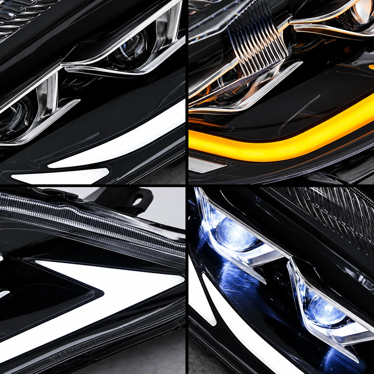 2010-2011 Toyota Camry LED Triple Projector Headlights Assembly — close-up details — H-CAM10-DB-A