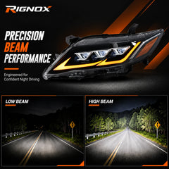 2010-2011 Toyota Camry LED Triple Projector Headlights Assembly — precision beam performance — H-CAM10-DB-A