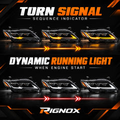 2010-2011 Toyota Camry LED Triple Projector Headlights Assembly — sequential turn and startup lighting — H-CAM10-DB-A