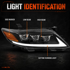 2010-2011 Toyota Camry LED Triple Projector Headlights Assembly — lighting identification — H-CAM10-A