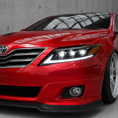 2010-2011 Toyota Camry LED Triple Projector Headlights Assembly — lights-on close-up — H-CAM10-A