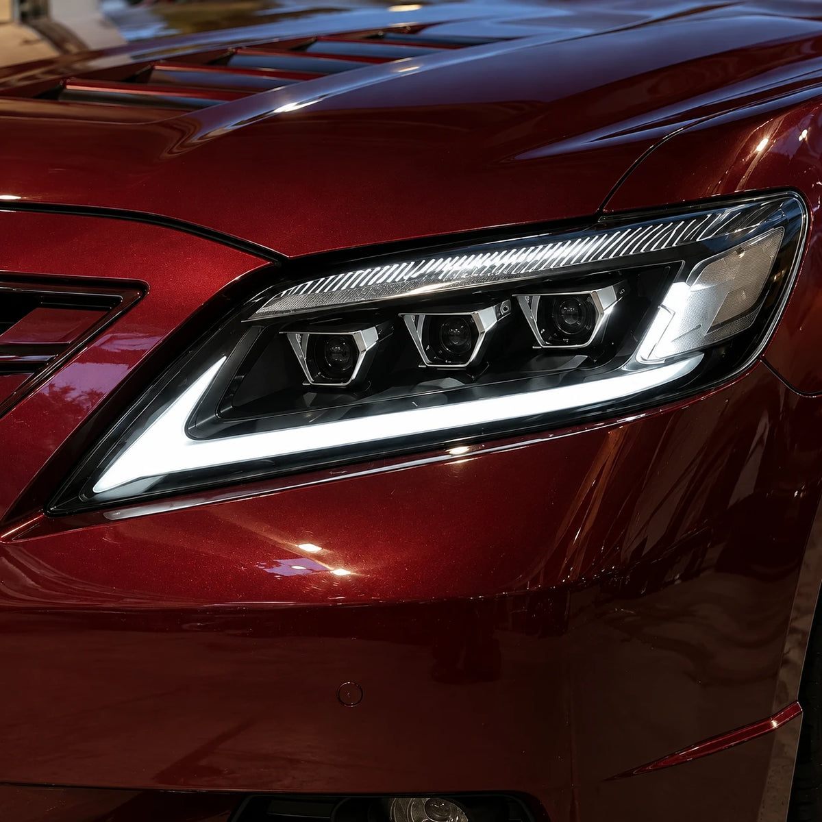 2010-2011 Toyota Camry LED Triple Projector Headlights Assembly — garage parking view — H-CAM10-CW
