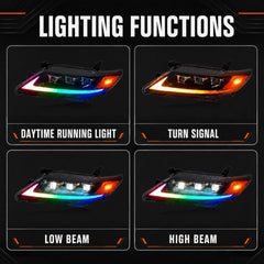 2010-2011 Toyota Camry LED Triple Projector Headlights Assembly — lighting functions — H-CAM10-RGB