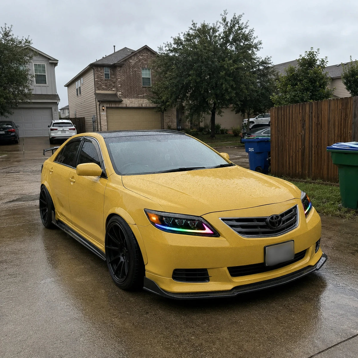 2010-2011 Toyota Camry LED Triple Projector Headlights Assembly — parking after rain — H-CAM10-RGB