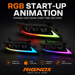 2010-2011 Toyota Camry LED Triple Projector Headlights Assembly — start-up animations — H-CAM10-RGB