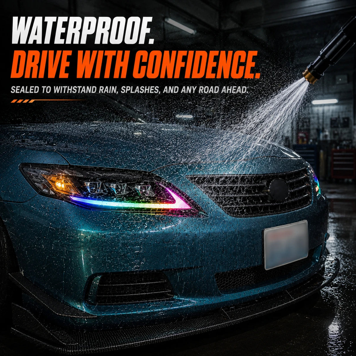2010-2011 Toyota Camry LED Triple Projector Headlights Assembly — waterproof — H-CAM10-RGB