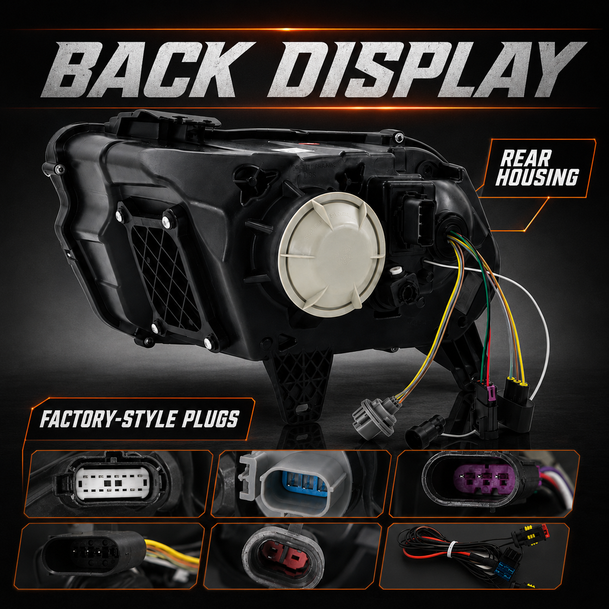 2010-2014 Ford Mustang LED Dual Projector Headlights — black housing LED projector DRL sequential back display