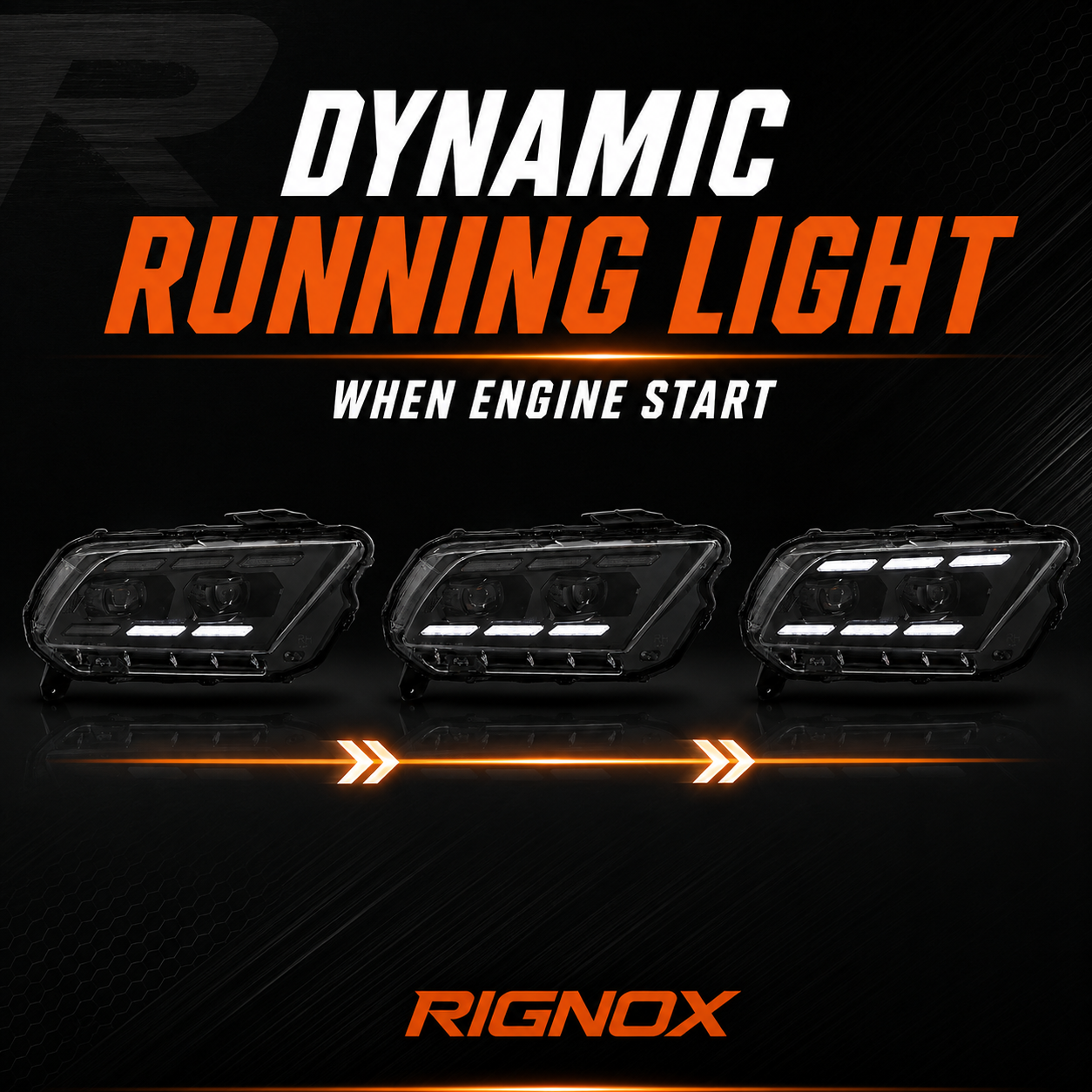 2010-2014 Ford Mustang LED Dual Projector Headlights — black housing LED projector DRL sequential dynamic running light