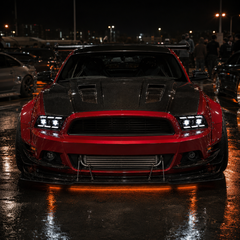 2010-2014 Ford Mustang LED Dual Projector Headlights — LED projector car meet front low