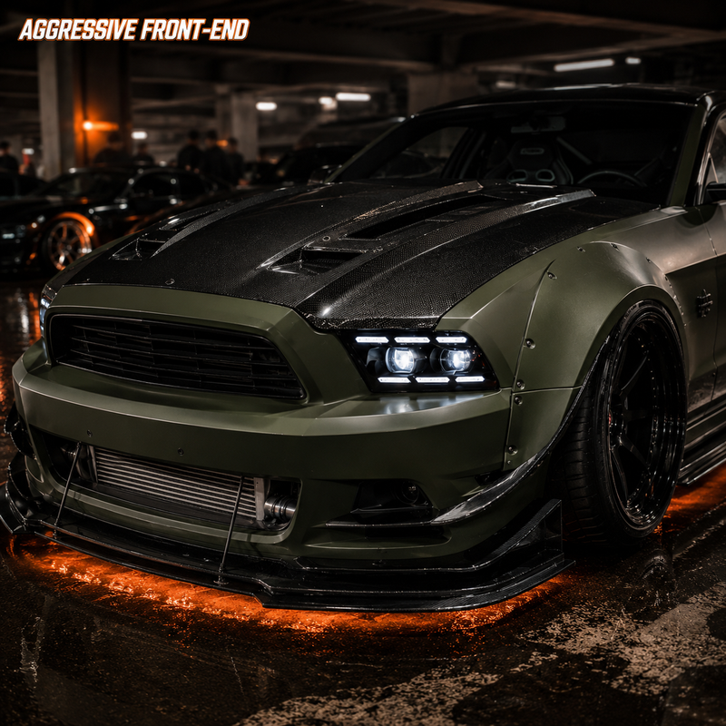 2010-2014 Ford Mustang LED Dual Projector Headlights — LED projector car meet headlight focus