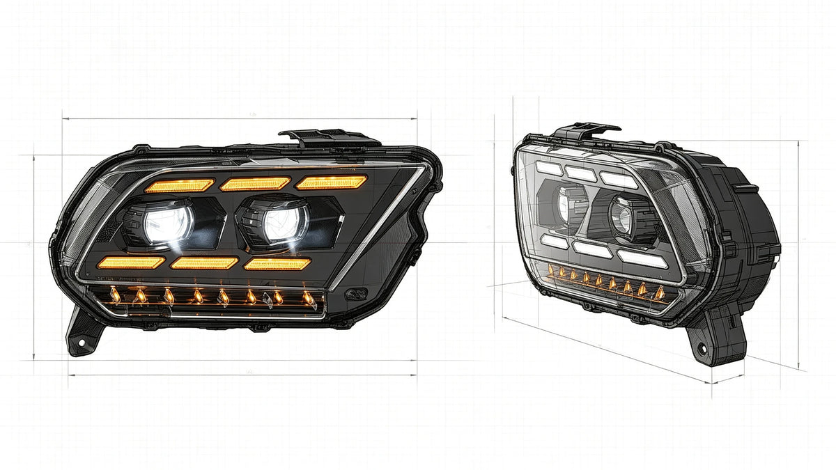 2010-2014 Ford Mustang LED Dual Projector Headlights Assembly