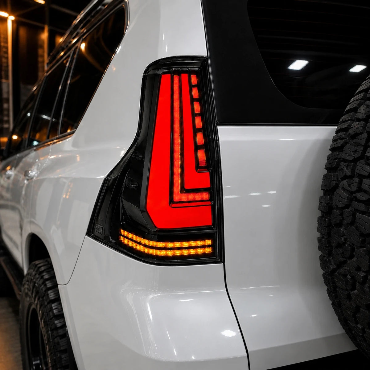 2010-2023 Lexus GX460 Sequential LED Tail Lights Assembly — all light-on close-up — T-GX460-10-SR