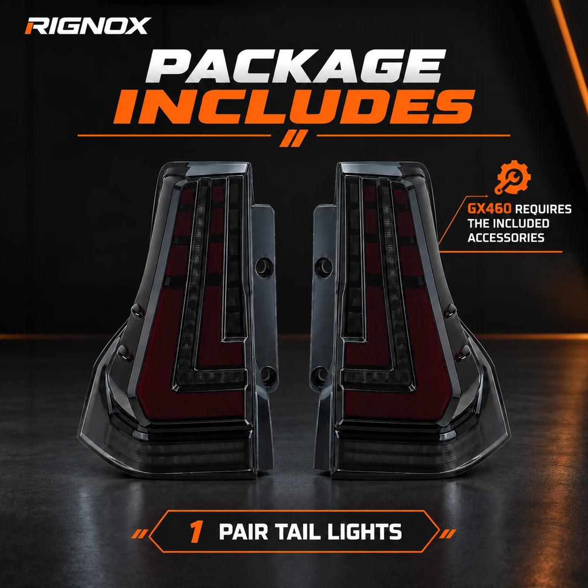 2010-2023 Lexus GX460 Sequential LED Tail Lights Assembly — package includes — T-GX460-10-SR