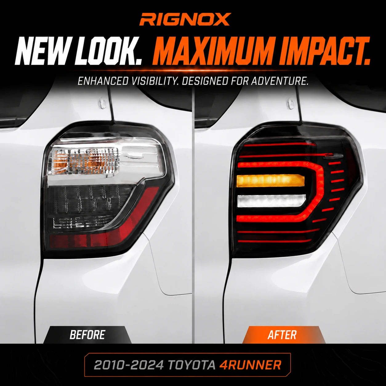 2010-2024 Toyota 4Runner Sequential LED Tail Lights — upgrade comparison — T-4RN10-C-SR