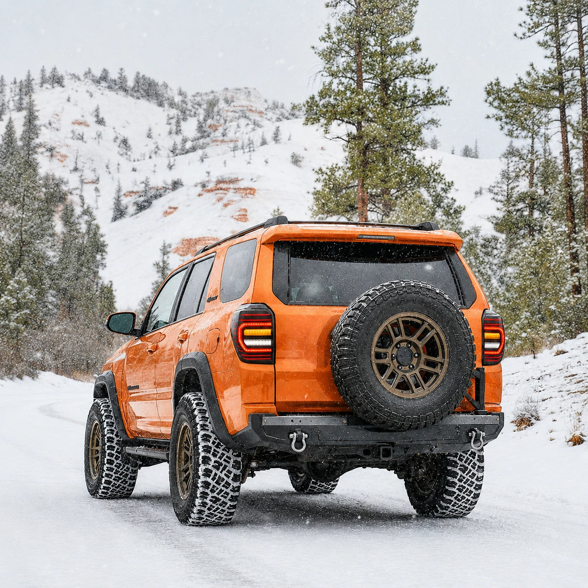 2010-2024 Toyota 4Runner Sequential LED Tail Lights — driving in the snow  — T-4RN10-C-SW