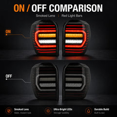 2010-2024 Toyota 4Runner Sequential LED Tail Lights — lit unlit comparison — T-4RN10-C-SR