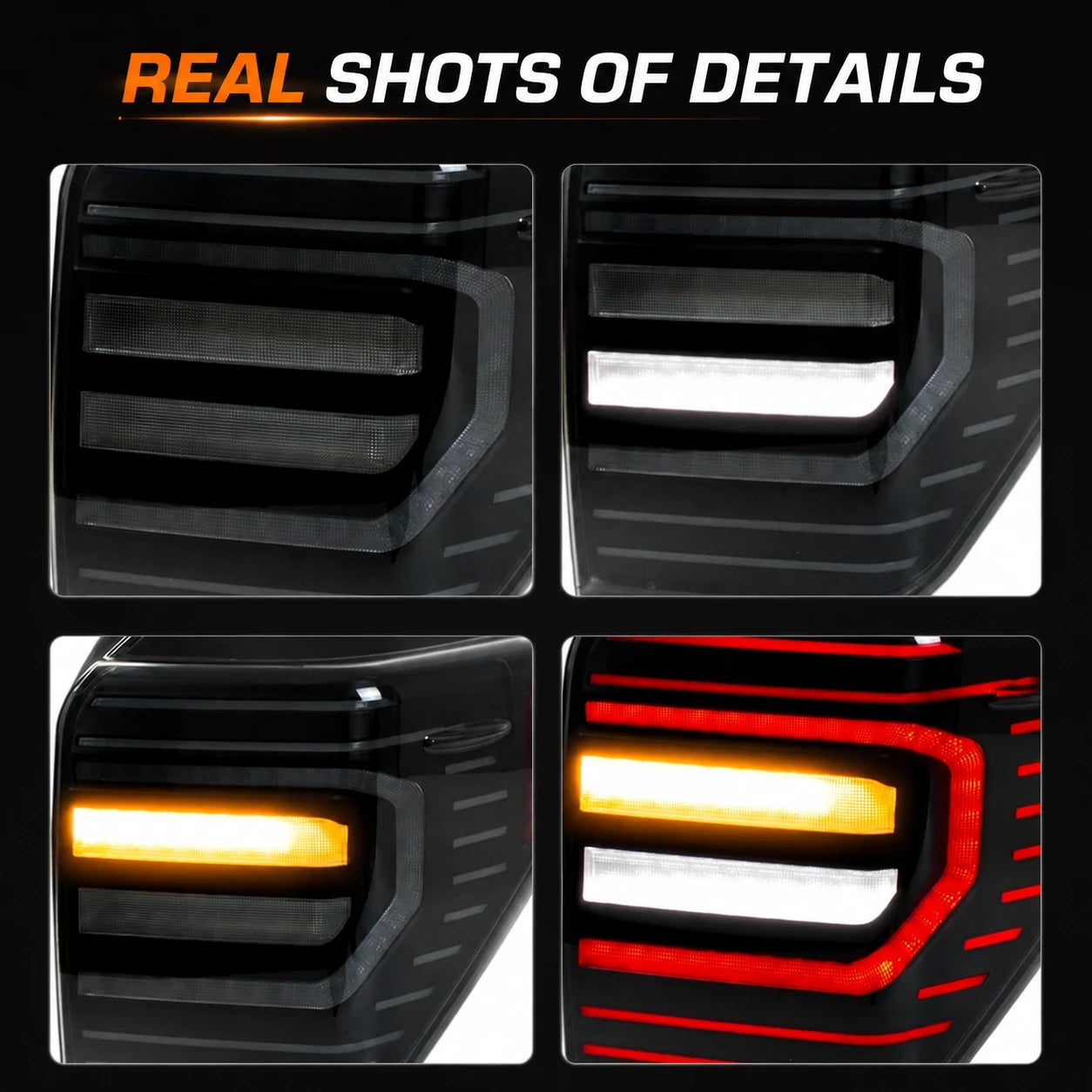 2010-2024 Toyota 4Runner Sequential LED Tail Lights — close-up detail — T-4RN10-C-SW