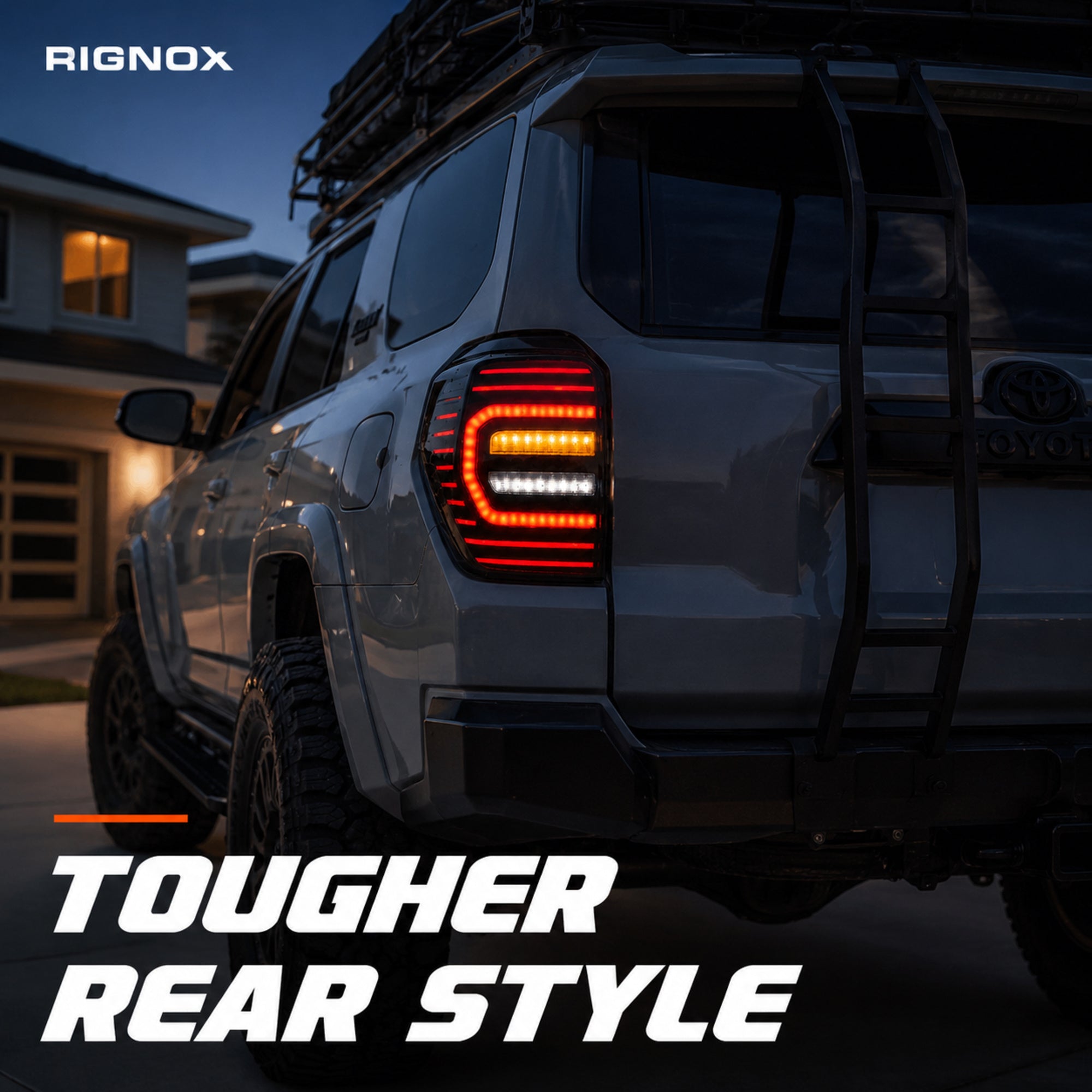2010-2024 Toyota 4Runner Sequential LED Tail Lights — smoke white driveway rear style - T-4RN10-SW