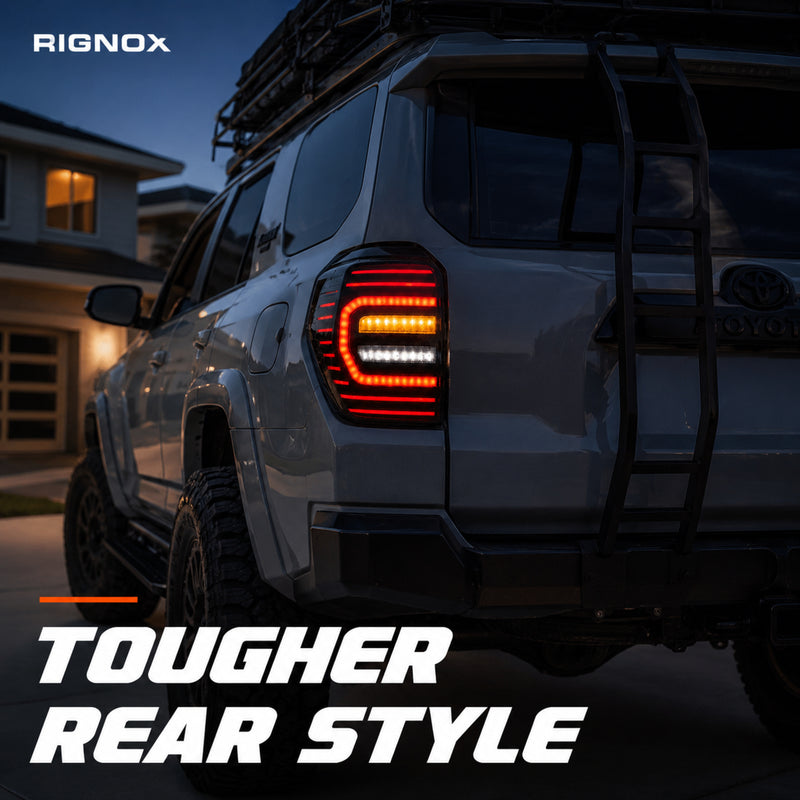 2010-2024 Toyota 4Runner Sequential LED Tail Lights — smoke white driveway rear style - T-4RN10-SW