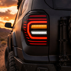 2010-2024 Toyota 4Runner Sequential LED Tail Lights — smoke white lens close up - T-4RN10-SW