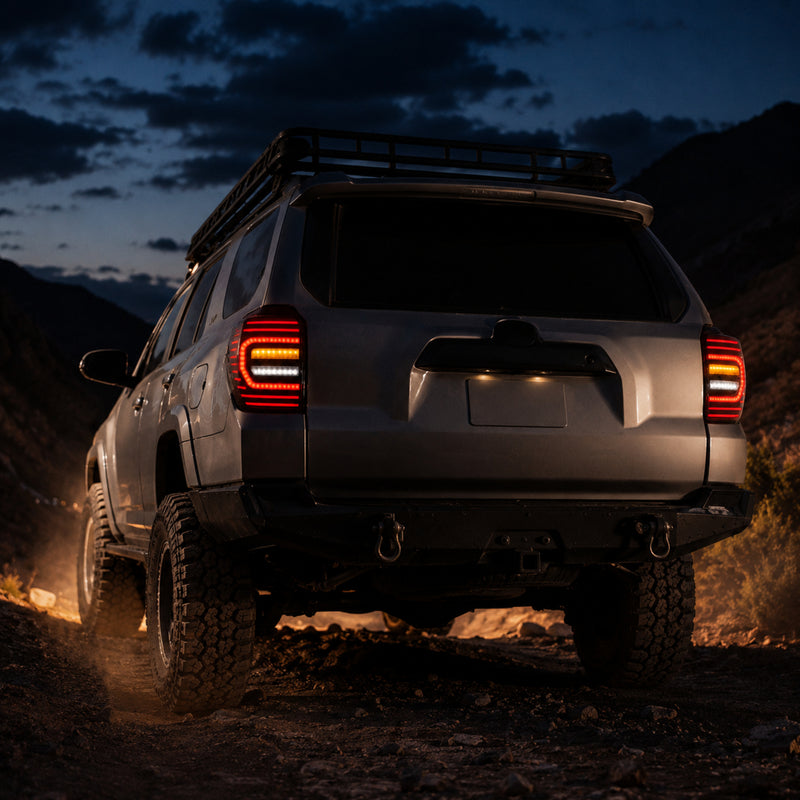 2010-2024 Toyota 4Runner Sequential LED Tail Lights — smoke white night rear signature - T-4RN10-SW