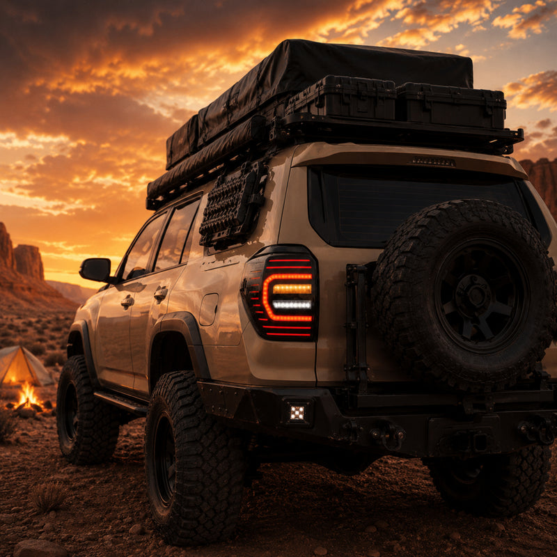 2010-2024 Toyota 4Runner Sequential LED Tail Lights — smoke white overlanding camp - T-4RN10-SW