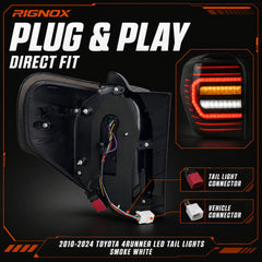 2010-2024 Toyota 4Runner Sequential LED Tail Lights — smoke white plug play install - T-4RN10-SW