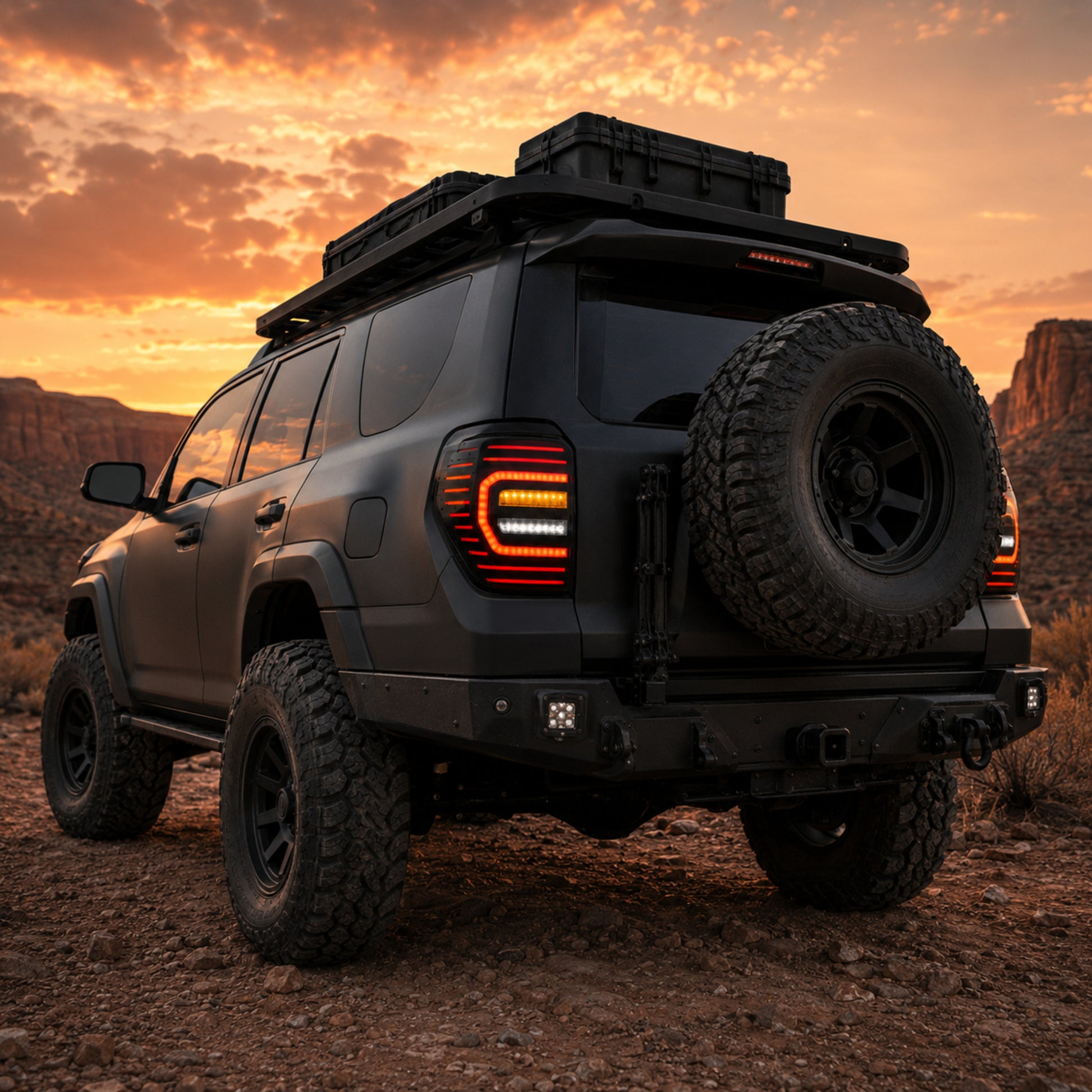 2010-2024 Toyota 4Runner Sequential LED Tail Lights — smoke white rear45 trail - T-4RN10-SW