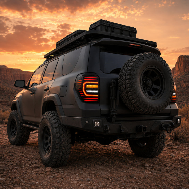 2010-2024 Toyota 4Runner Sequential LED Tail Lights — smoke white rear45 trail - T-4RN10-SW