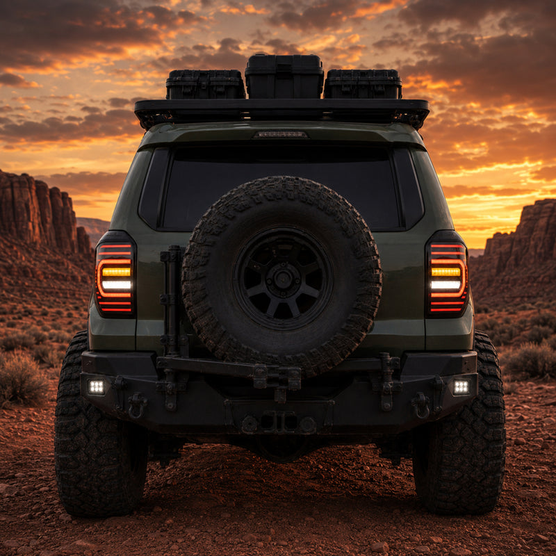 2010-2024 Toyota 4Runner Sequential LED Tail Lights — smoke white straight rear canyon - T-4RN10-SW
