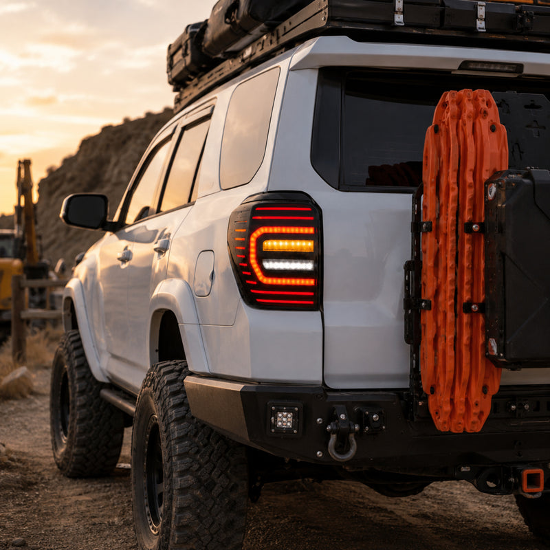 2010-2024 Toyota 4Runner Sequential LED Tail Lights — smoke white work truck utility - T-4RN10-SW