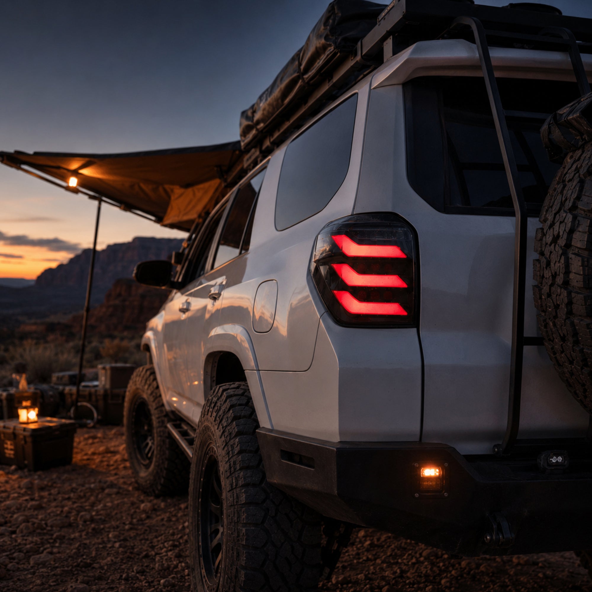 2010-2024 Toyota 4Runner Sequential LED Tail Lights — smoked sequential overland camp dusk - T-4RN10-SR