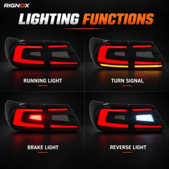 2011-2013 Toyota Corolla Sequential LED Tail Lights Assembly — running turn brake and reverse lighting functions — T-COR11-SR